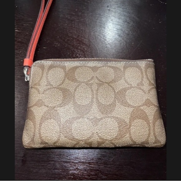 Coach Wristlet Tan & Coral Like New - Picture 2 of 3